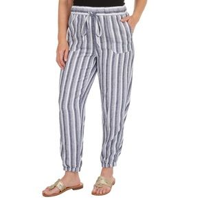 Women Per Se Pull On Elastic Waist Linen Blend Joggers Pants SIZE L